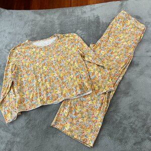 Papinelle Floral Pajamas Set Women's 2X 2XL Yellow Floral Spring Organic Cotton
